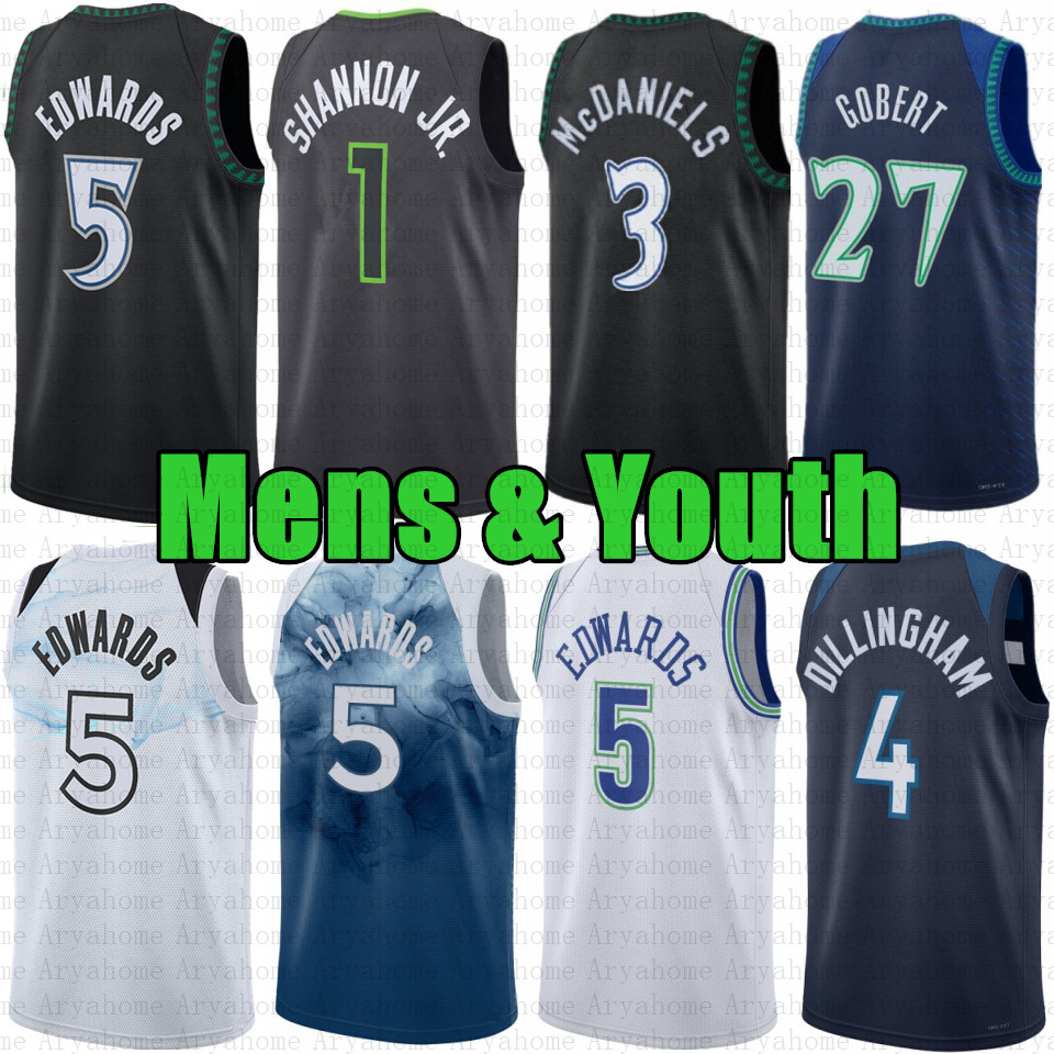 Anthony Edwards Basketball Jersey Timberwolve Naz Reid Donte DiVincenzo Julius Randle Jaden McDaniels Rudy Gobert Conley Robert Dillingham Terrence Shannon Jr.