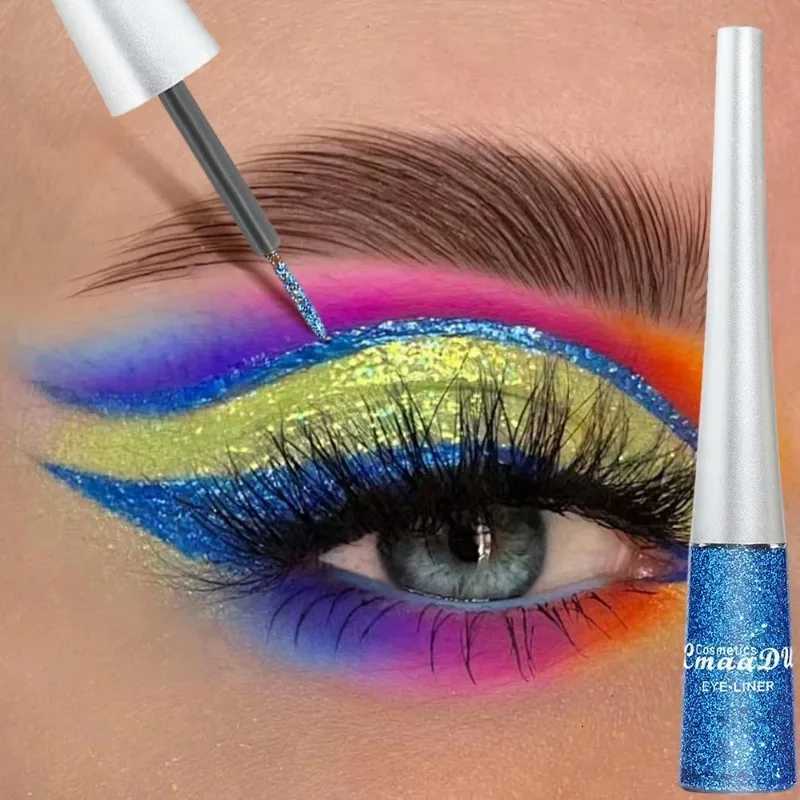 Colorful Eyeshadow Eyeliner Pencil Silver Gold Color Blue Liquid Eye Liner Eye Shadow Shining Sequins Makeup Beauty CosmeticsL251024
