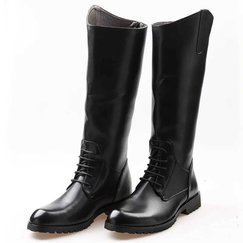 Fashion Casual Tall Leather Boots Back Zipper Mens Cowboy Boots Long Cavalier Soft Leather Riding Boots Motorcycle Boots 3746 W251024