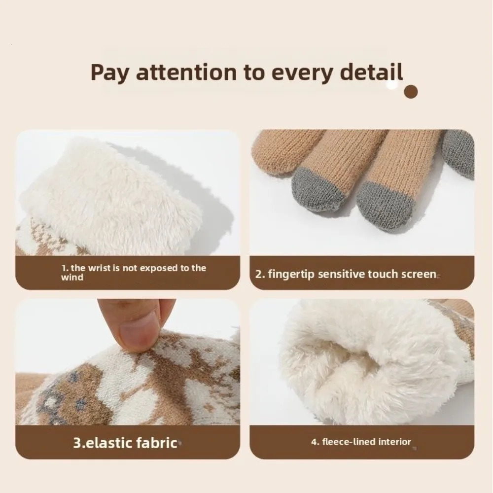 Cuff Christmas Reindeer Gloves Warm Coldproof Touch Screen Mittens Full Finger Jacquard Knit Gloves Autumn Winter 251021