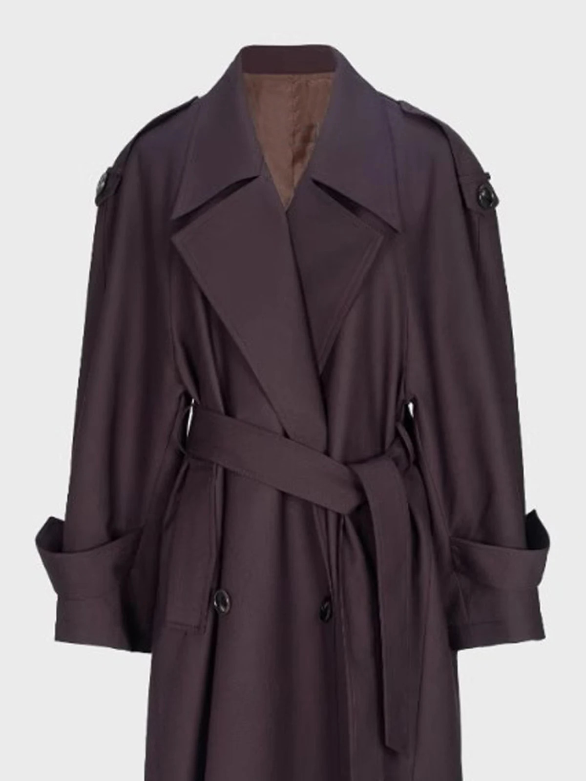 Lautaro Spring Autumn Oversized Khaki Extra Long Dark Purple Trench Coat for Women Double Breasted Elegant y Overcoat 251021