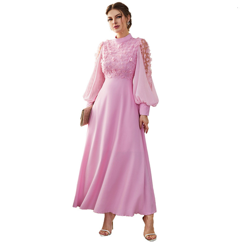 Designer's autumn and winter new European and American women's clothing three-dimensional decoration decal bubble long sleeved trumpet skirt