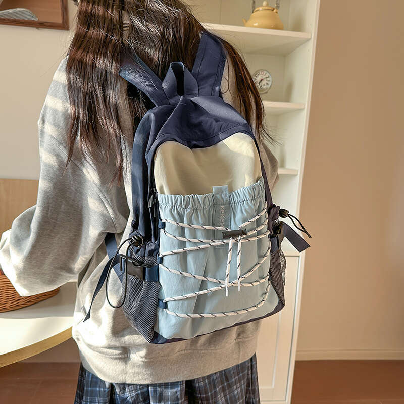 Simple Color Block Fashionable Travel Hiking Small Backpack High Value Middle And High Student School Bag High Quality