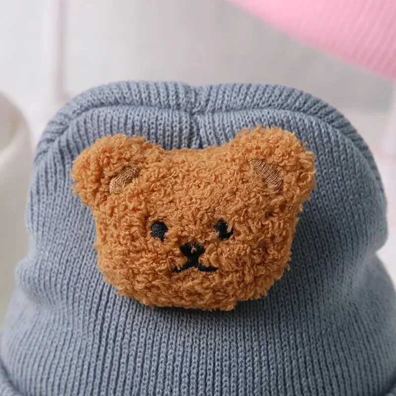 Cartoon Bear Baby Knitted Hat Autumn Winter Warm Newborn Infant Beanies for Boys Girls Soft Comfortable Toddler Kids BonnetL251024