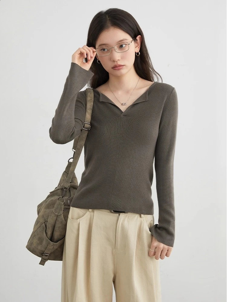 CHIC VEN Women Pullovers Solid Long Sleeved Casual Retro Knitted Sweater Slim Fit Female Tops Spring Autumn 251023