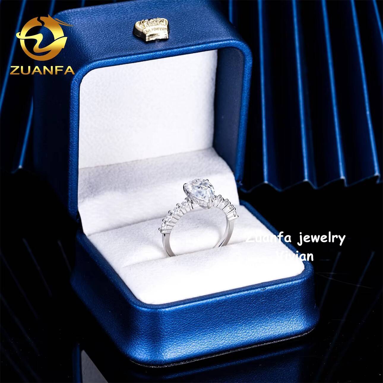 Fashion Sterling Silver 925 GRA Certificetation Iced Out VVS Moissanite Diamond Fine Jewelry Women Wedding Rings
