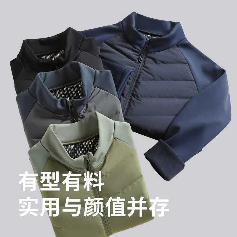 Mens Lightweight Down Jacket Long Sleeve Nylon Spandex Thermal Padded Outdoor Sports Casual Packable Liner Winter Coat Z251024