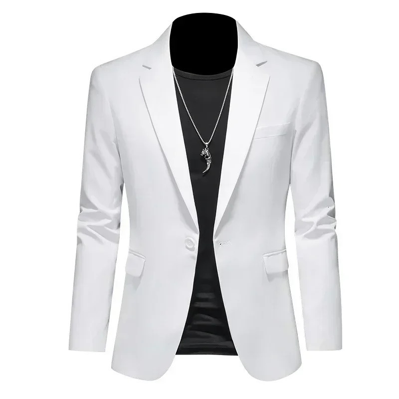 Fashion Mens Business Casual Blazer Black White Red Green Solid Color Slim Fit Jacket Wedding Groom Party Suit Coat M6XL 251023