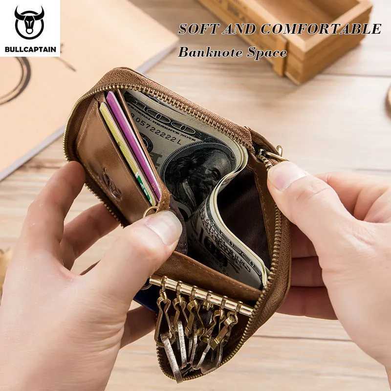 BULLCAPTAIN Genuine Leather Mens Key Card Bag Highquality Multifunction Key Box Car Key Chain Wallet Mini Card Bag Key Clip Z251023