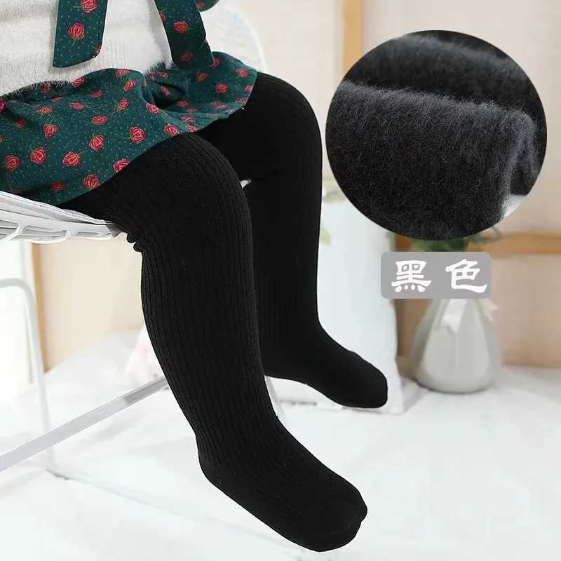 06Y Winter Infant Baby Girls Fleece Lining Stripes Leggings Plus Thick Warmth Cotton Tights Toddler Kids Keep Warm PantyhoseT251024