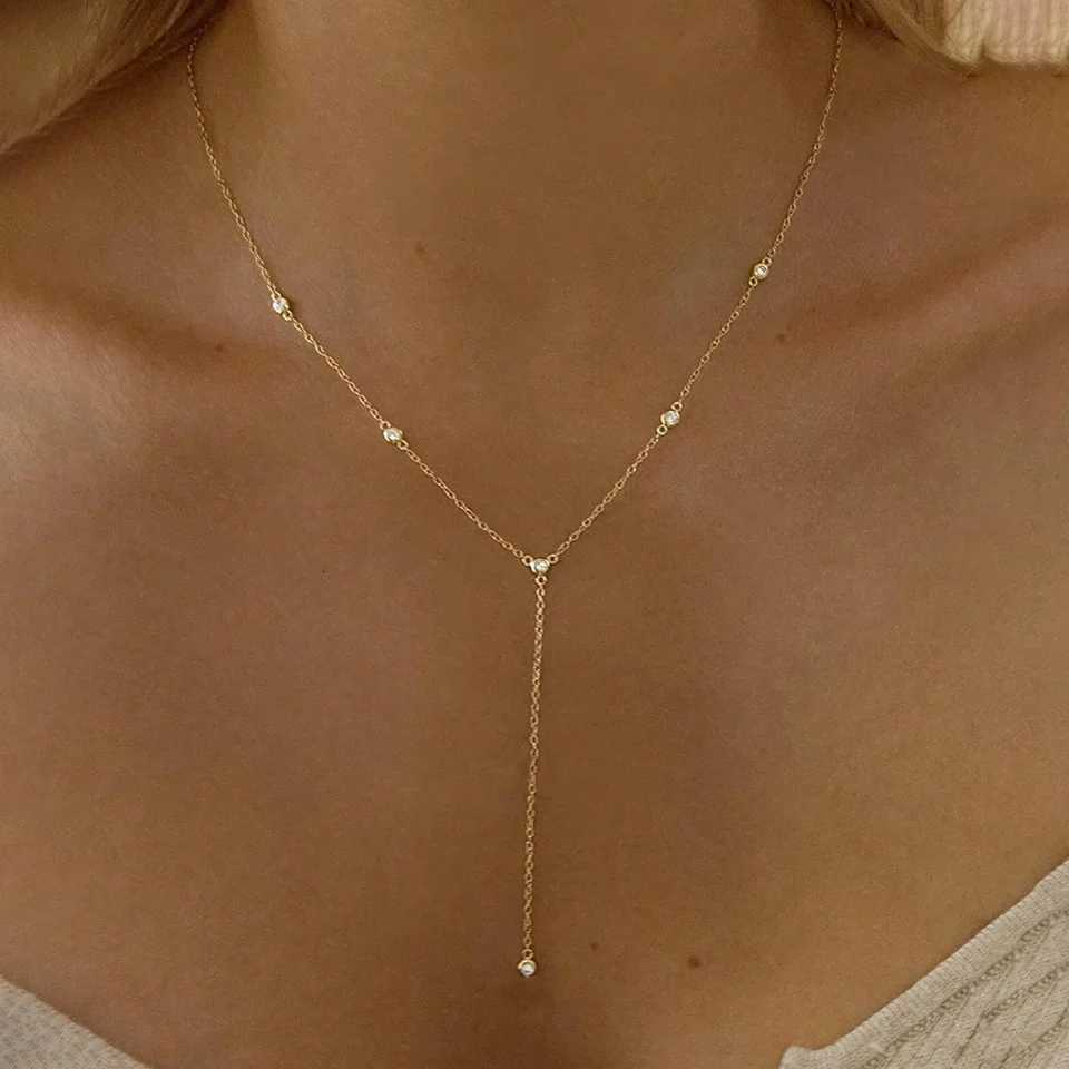 DGIDDK Fashion Layered Long Stainl Steel Necklace Geometric Beads Tassel Simple Necklace Jewelry Gift For Women JewelryXJ251024