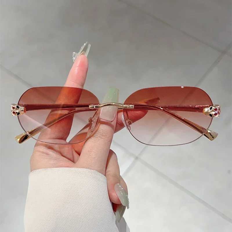 KAMMPT Rimless Oval Sunglasses Men New Fashion Vintage Gradient Casual Shades Women Trendy Luxury Brand Design Decor Sun GlassesT251024