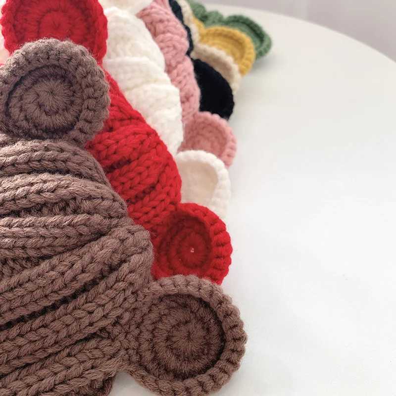 Cute Ears Baby Knitted Hat Autumn Winter Warm Crochet Woolen Cap for Infant Boy Girl Solid Color Kids Ear Protection CapsL251024