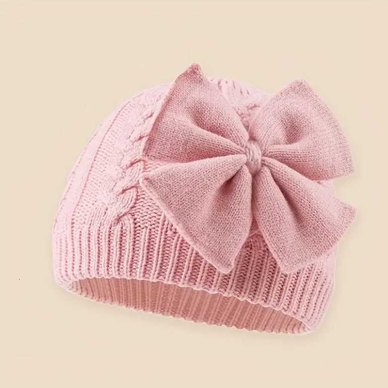 02Y Baby Knit Hat with Large Bow Soft Stretchy Winter Hat for Girls Boys Lightweight Warm Beanie for Christmas ThanksgivingL251024
