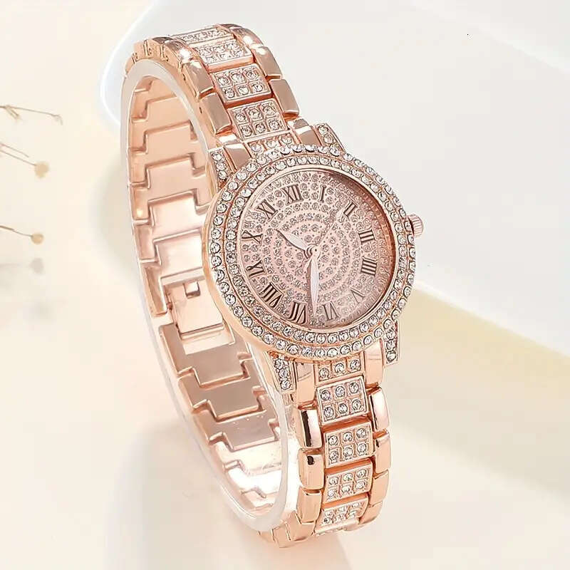 Treasure Bowl Hand Diamond-Encrusted Light Luxury Student Roman Pattern Full Diamond Starry Sky Elegant Jewelry Women's Watches