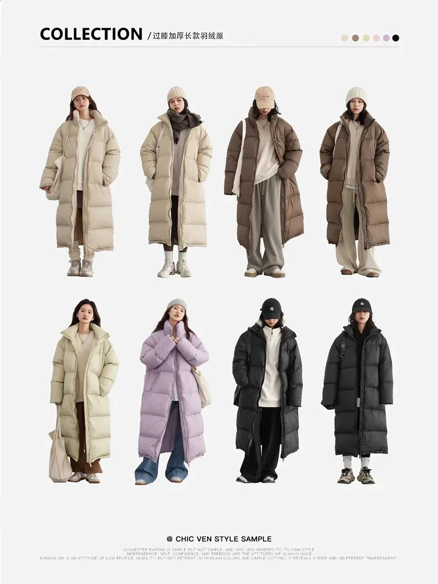 CHIC VEN Women Down Coats Long Thick Warm Down Jackets Overcoat White Duck Down Loose Casual Jacket Autumn Winter 251020