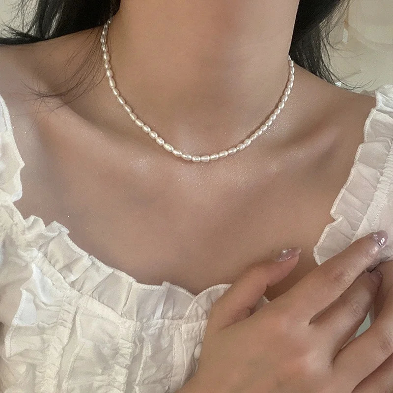Minar Multiple French Natural Freshwater Pearl Necklace for Women Elegant Irregular Pearls Chokers Necklaces Wedding Jewelry 251016