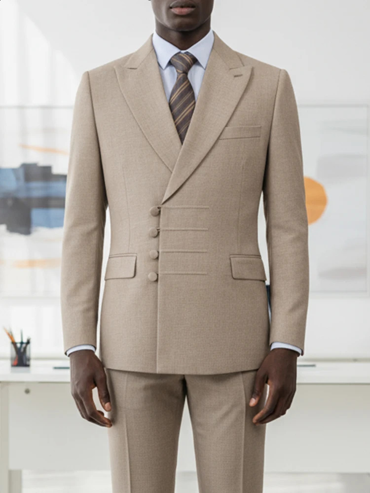 ST Cassy Elegant man suit for wedding Slim Fit Double Breasted Multiple buttons Casual Business man 2 piece outfit set 251020