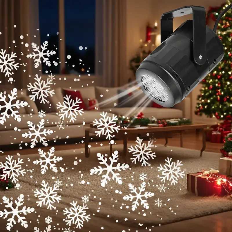USB Powered Snowflake Projector Light White Snow Pattern Rotating LED Stage Lamp for Holiday Party Christmas Decor New Year Gift C251024