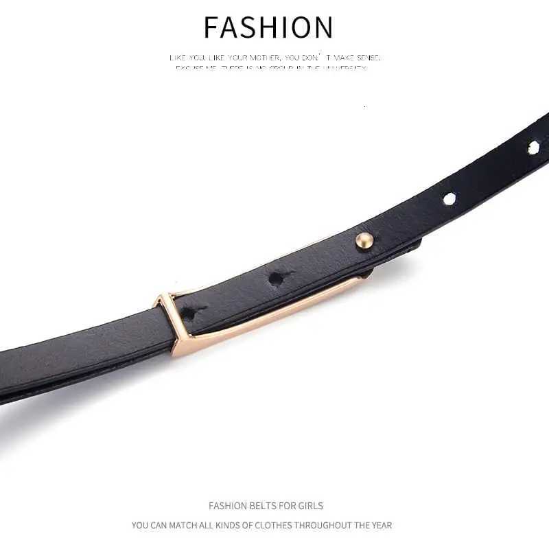 Womens Fashion Elegant Skinny Slim Genuine Leather Belts Waistband Thin Waist Belt With Gold Color Alloy Buckle W251024