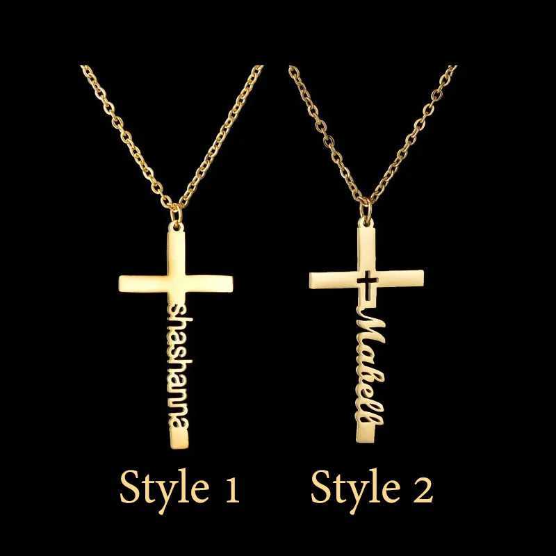 Personalized Name Cross Necklace Custom Stainl Steel Gold Necklace Cross Pendant Simple Design Fashion Jewelry Birtay GiftXJ251024
