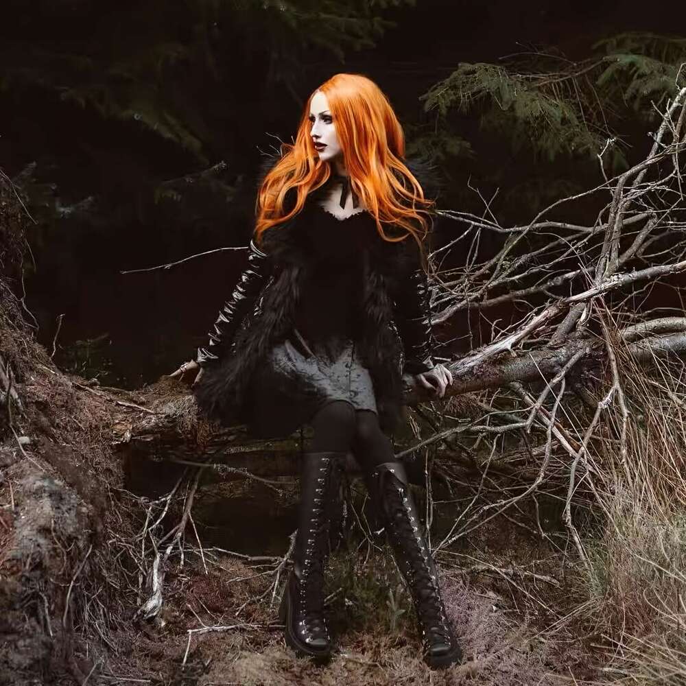 Women's Rock Heavy Metal Chunky Platform Heels, Lace-Up Closure, PU Sole Edgy Punk Boots For Concerts, Parties, Everyday - Synthetic Cover Gothic