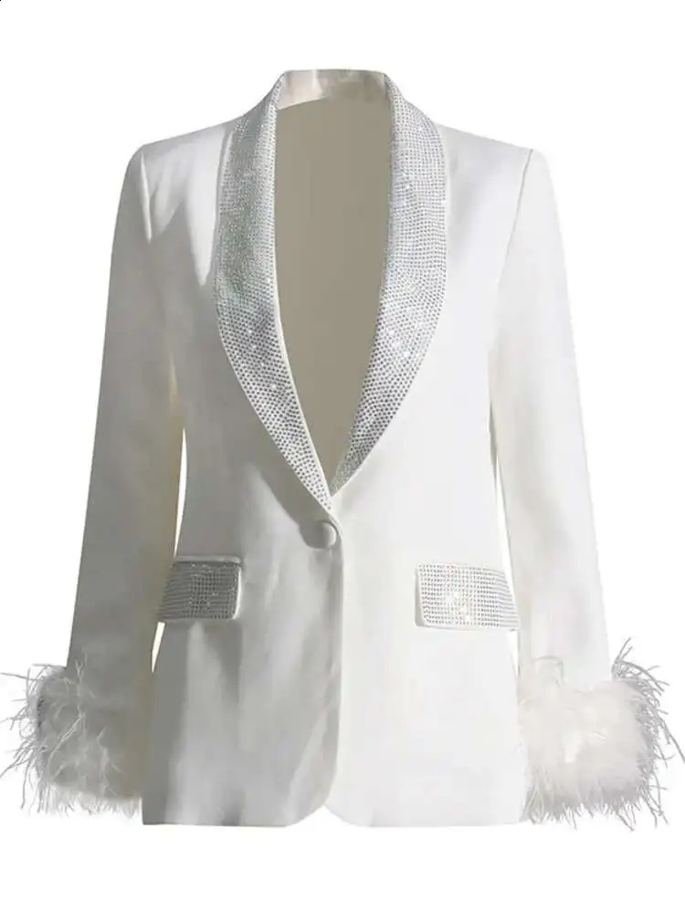 ZMEENNA Summer Sequins Diamond Burr Patchwork Solid Color Singlebutton Elegant Fashion Womens Blazer XF1980 251023