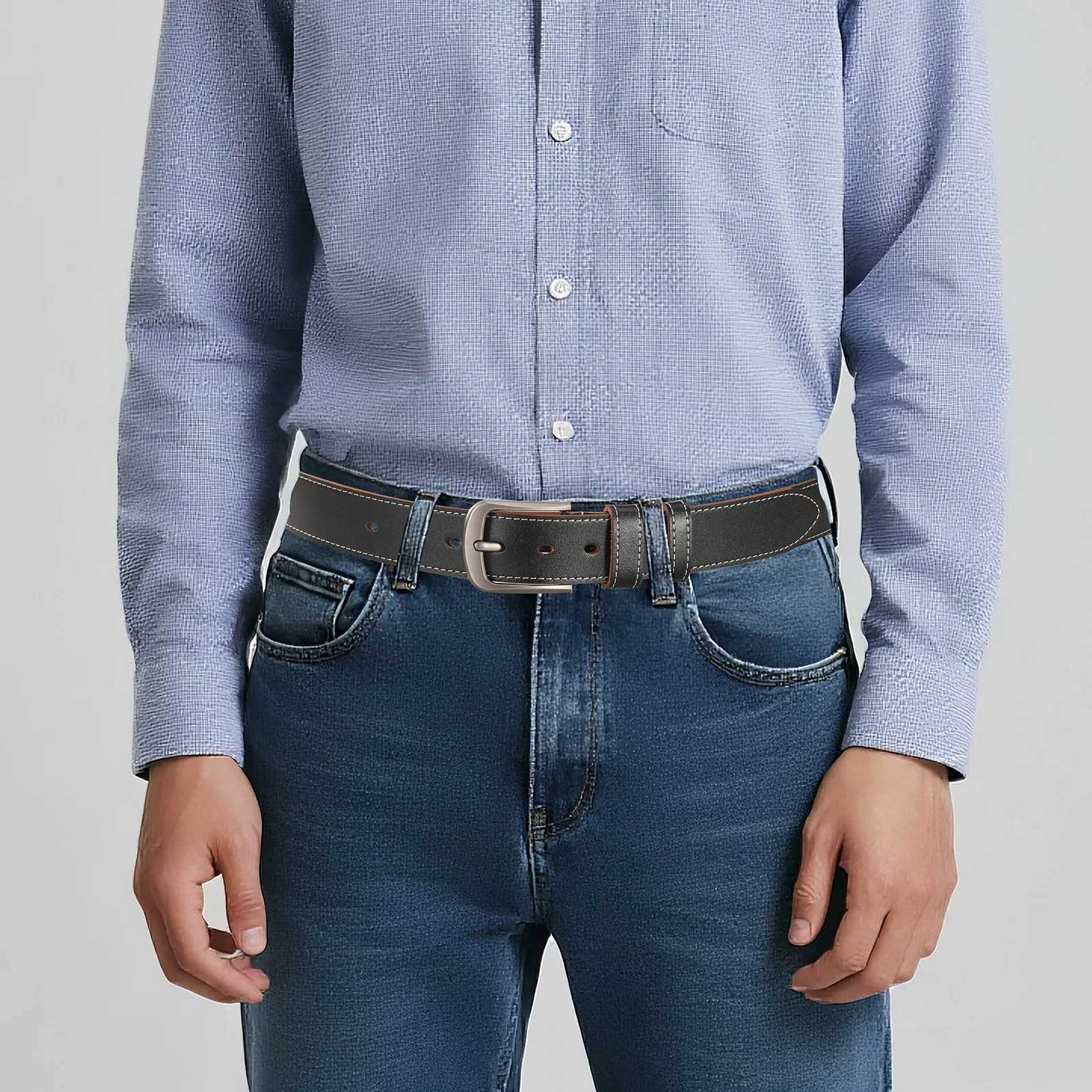 Retro Leather Mens Belt High Quality Buckle Hardware Simple Design Versatile Accessories Fit Jeans Pants Trousers Festival Gift W251024