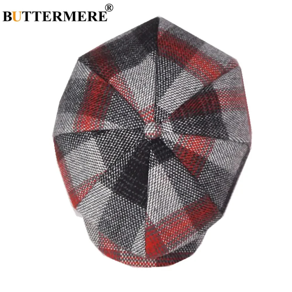 BUTTERMERE sboy Cap Wool Men Women Octagonal Cap Woolen Male Tweed Panel Plaid British Style Vintage Flat Cap Beret 251021