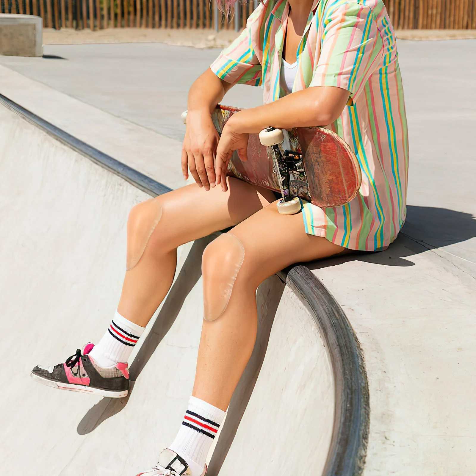 Thickened Silicone Knee Pads For Snowboard Ice Skating Figures Skating Adhesive Breathable Elbow Knee Pads With Air HolesW251024