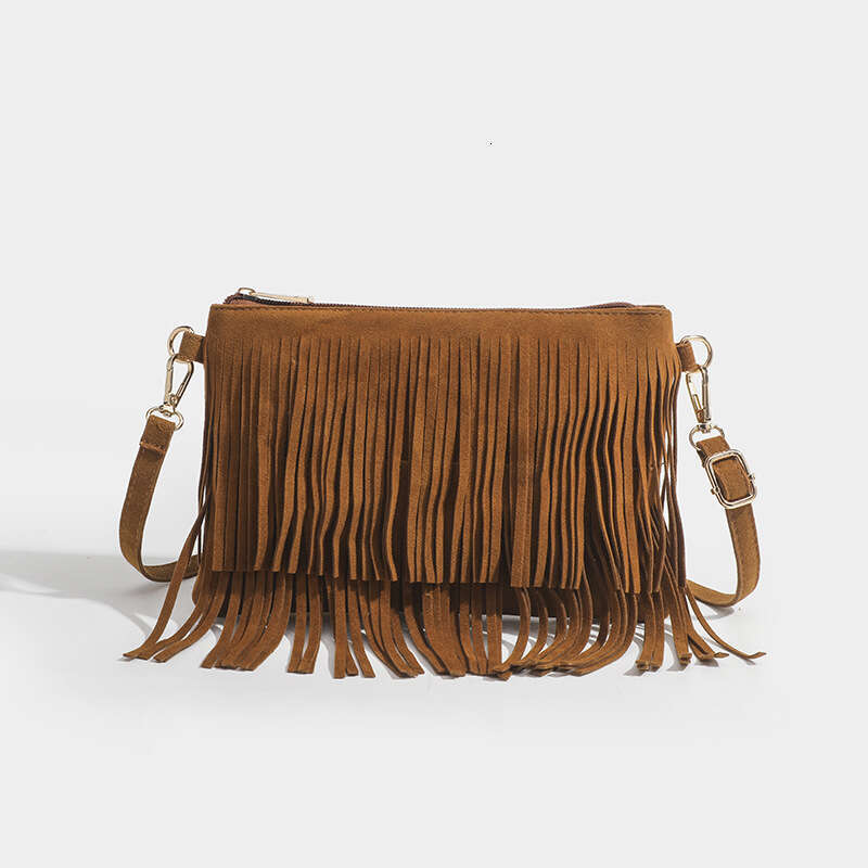 Shenglan Leather American Style New Matte Tassel Saddle Dopamine Outfit Crossbody Bag