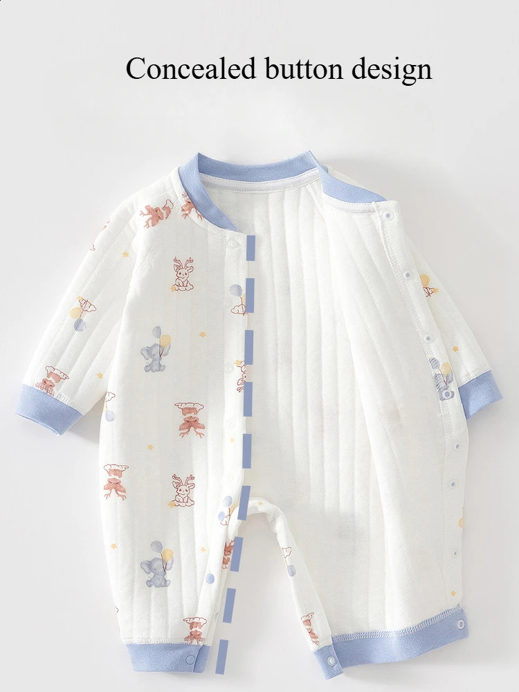 Baby Jumpsuit Clothes Winter Thickening 100 Cotton Boys Girls Cute Printed Bear Romper Infant Onesie Spring Trend 136912M 251023