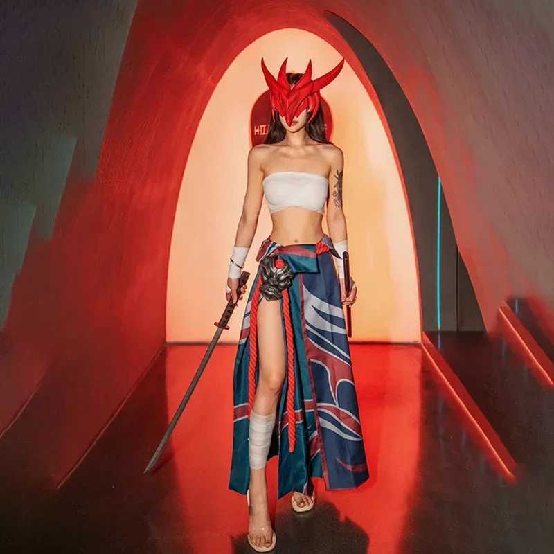 Yone Cosplay Come Wig And Mask Anime LOL Uniform Accessory Hallown Christmas Carnival Full Set S2510235CSE