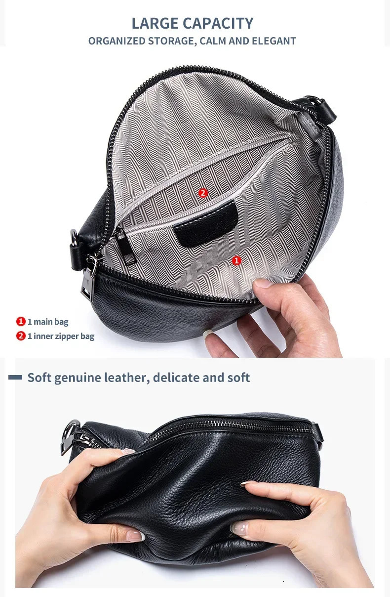 Genuine Leather Small Chest Bag for Women Simple Versatile Shoulder Trendy FirstLayer Cowhide Phone Pouch Purse 251014