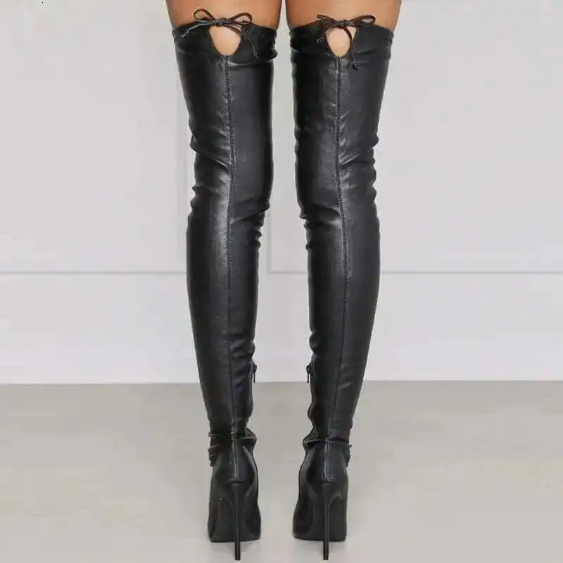 Apricot High Heels Knee Boots Sexy Stiletto Soft Pu Womens Over The Knee With Side Zip Big Sale 251023