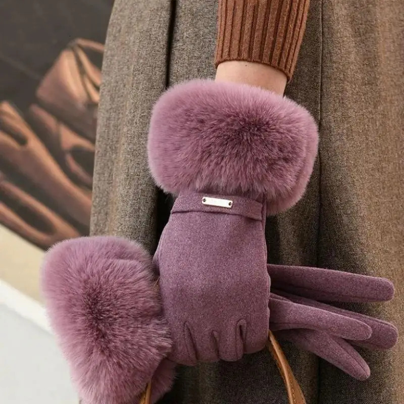 Winter Womens High Quality Plush Thick Soft Warm Gloves with Touchscreen Riding and Driving Anti Cold Student Edition 251023