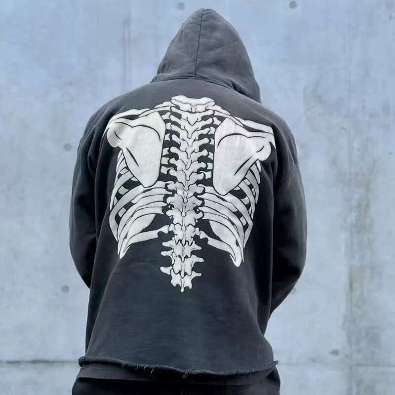 Hip-Hop Skull Skeleton Foam Print Dark Style Hoodie Unisex Loose Casual Pullover Sweatshirt Couple