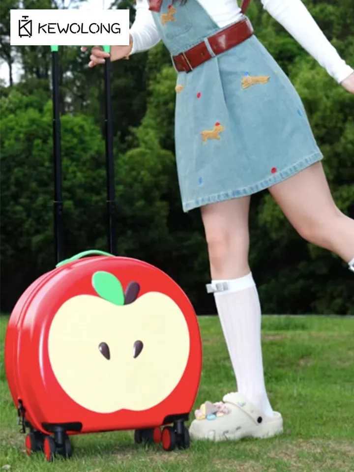 Red Apple Cartoon 20 Inch Carry On Luggage Cute Small Lightweight Suitcase for Women Girls Hard Shell Spinner Cabin BagW251024