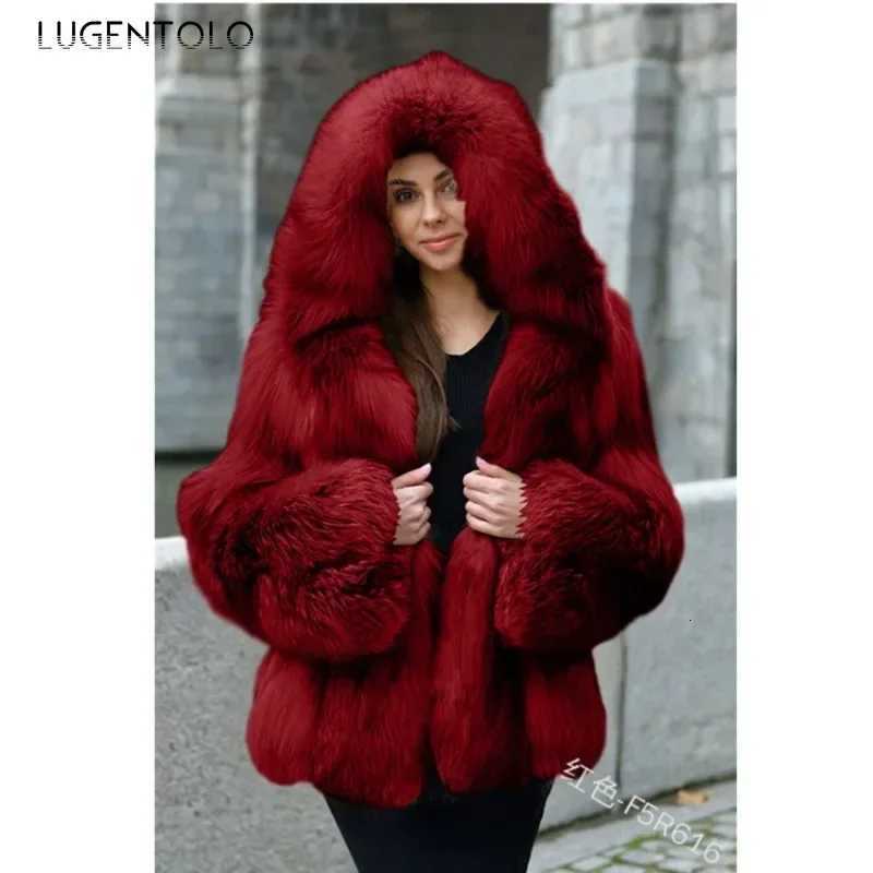 Women Warm Faux Fur Winter THiCKen Hooded Faux Fox Fur Coat Lady 2025 New Casual Large Size CloTH Available 5XL H251024