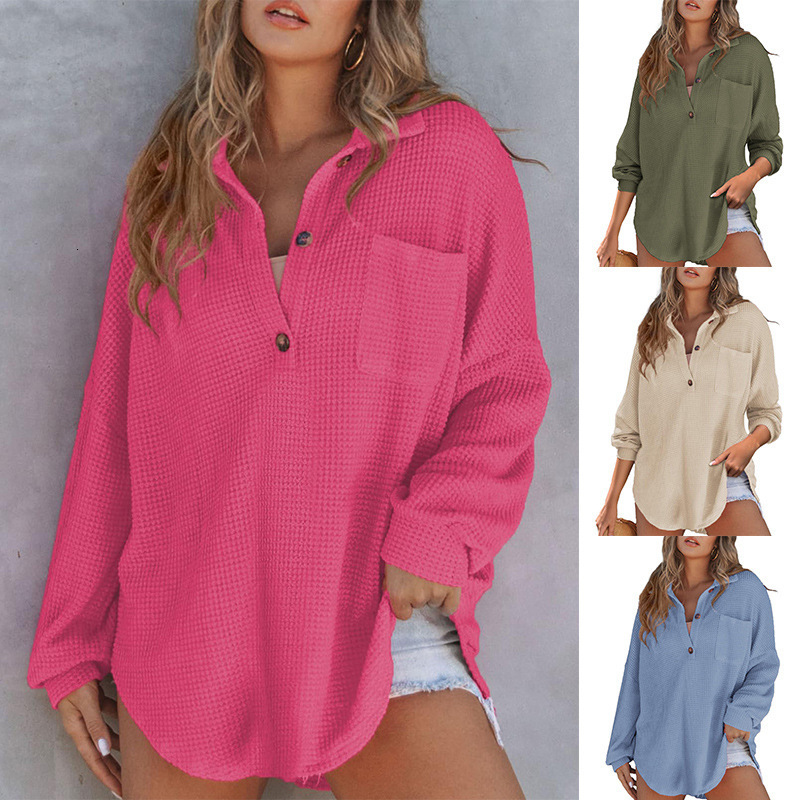 Women's Fashion 2025 Autumn Winter Waffle Knit Top with Waist Tie