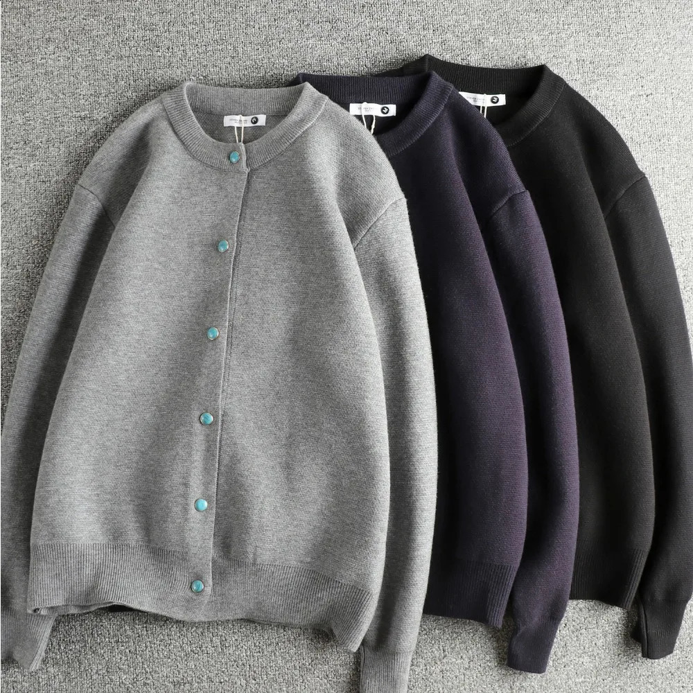 Autumn and winter trendy men women knitted sweaters comfortable round neck youth cardigan jacket 251015