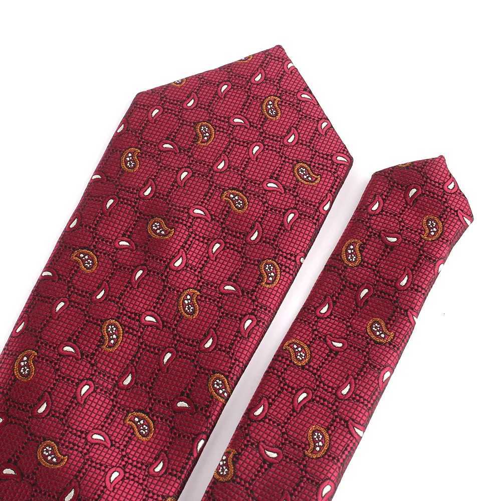 Mens Classic Striped Ties Jacquard Woven Wine Color Neck Tie Formal Party Gro Suit Necktie For Wedding Paisley Neck Ties Y251024