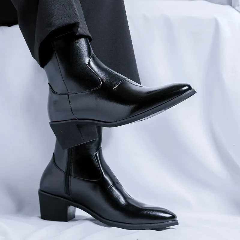 Brand Mens Boots Fashion Chelsea Boot Luxury Leather Botas Black Classic Business Dress Boots Casual Ankle Boots for Men Botas W251024