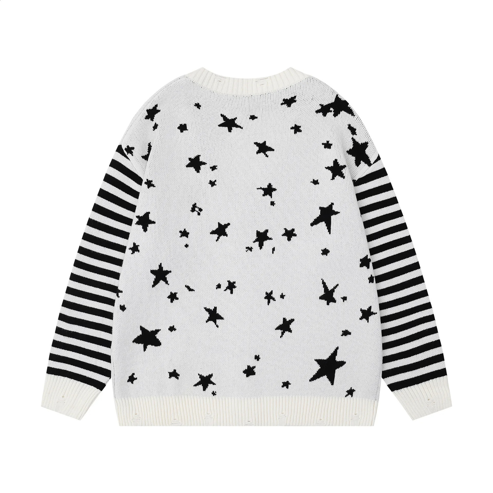 2025 Autumn Winter Harajuku Retro Anime Cartoon Jacquard V Neck Sweater Cardigan Casual Mens and Womens Knitted Jacket Coat 251015