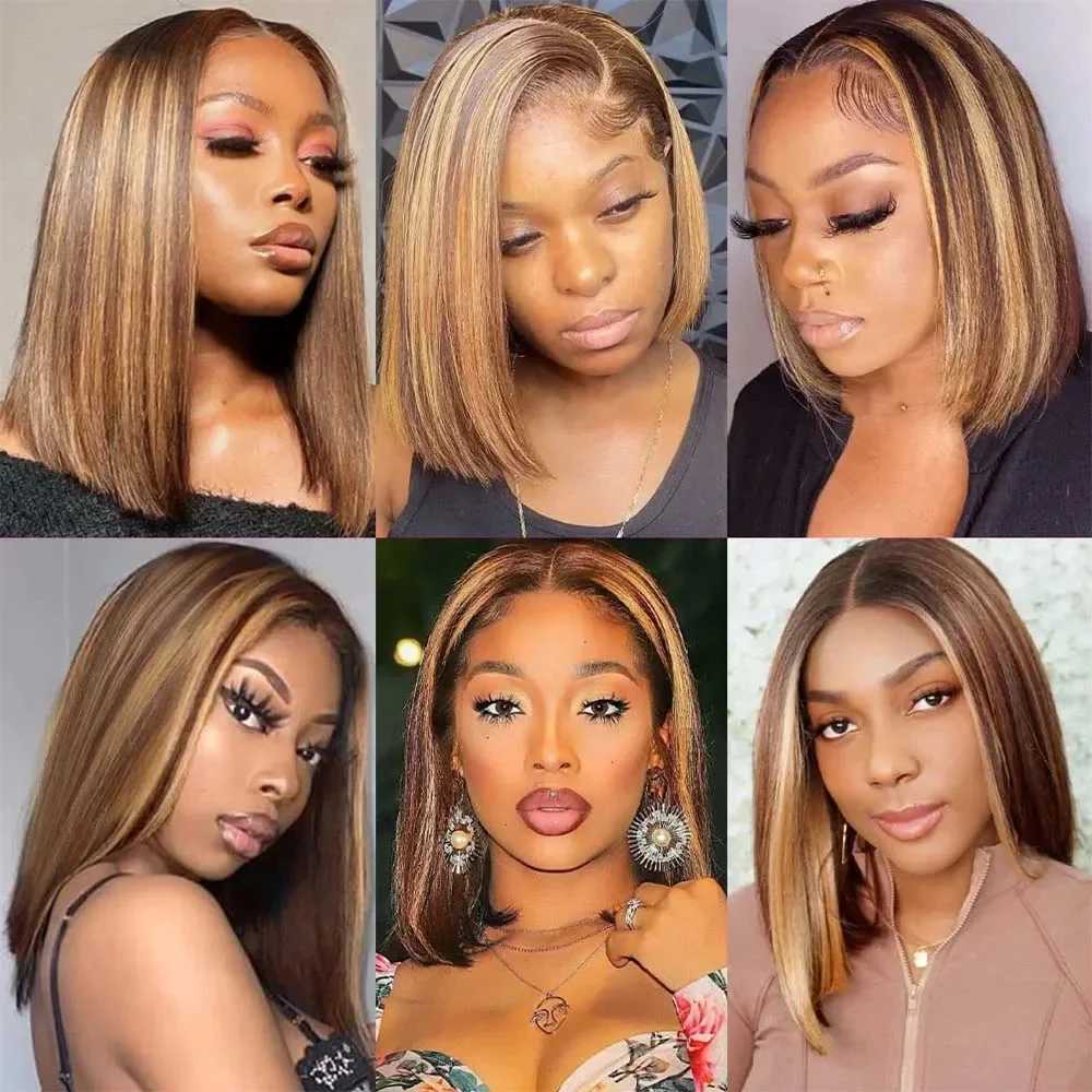 Bob Wig 13x4 Straight Remy Hair Ombre 427 Highlight Wigs Human HairTransparent Lace Front Human Hair Wig For Black Women W251023