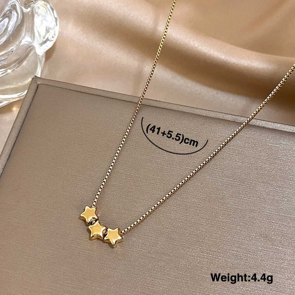 Cute Triple Color Star Beads Necklace for Women Girls Fashion Gold Plated Stainl Steel Charm Necklaces Waterproof JewelryXJ251024