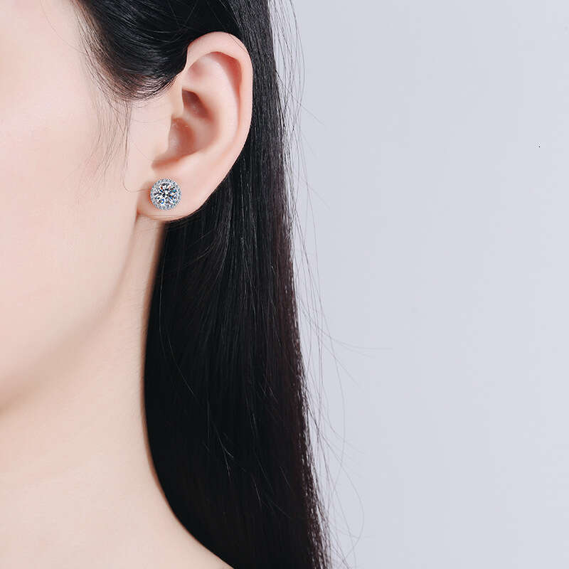 DHCollections-- Xindeyi Pure Sier Women's 1 Moissanite Four-Prong Round Hoop Earrings Same Style Ear Jewelry