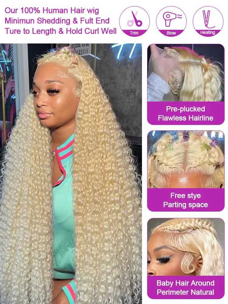 613 Loose Deep Wave 13x6 HD Lace Frontal Wigs Curly Human Hair 40 42 Inch Blonde Water Wave Lace Front Wigs For Women 250 W251023