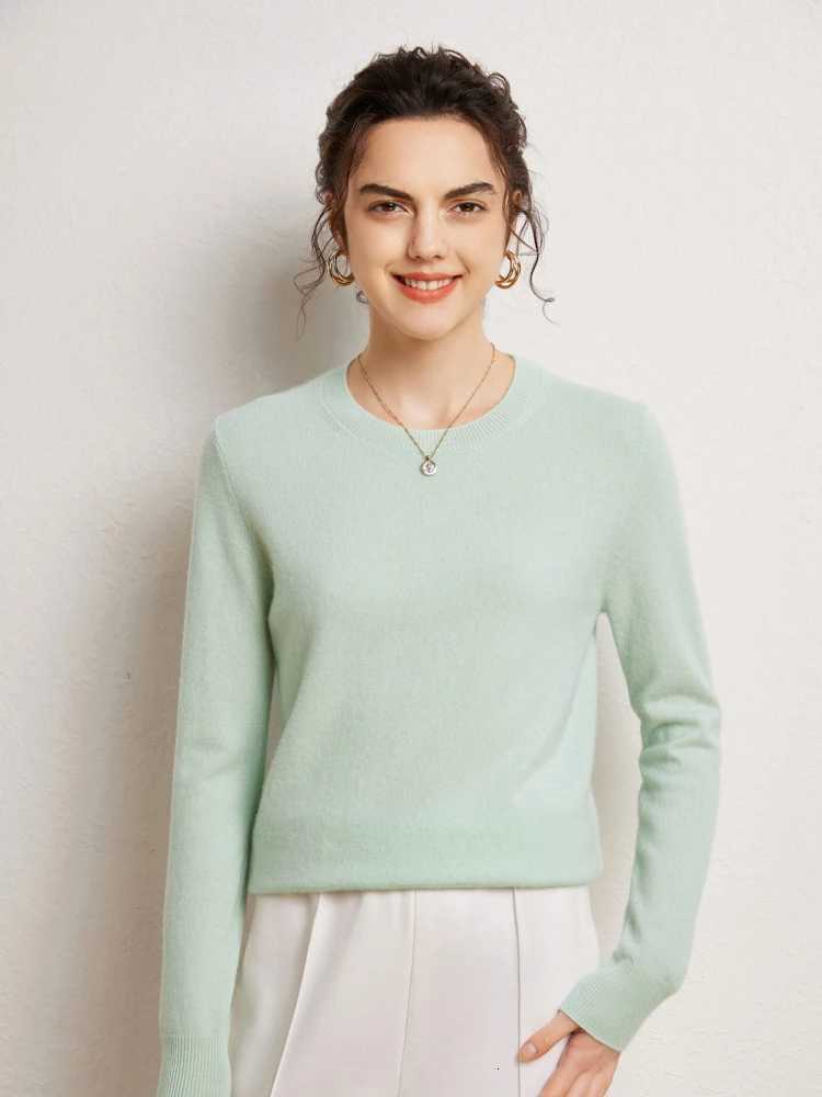 Women 100 Cashmere Sweater Round Neck Pullover Autumn Winter Basic Cashmere Knitwear Soft Solid Long Slve Simple Clothing Top C251024