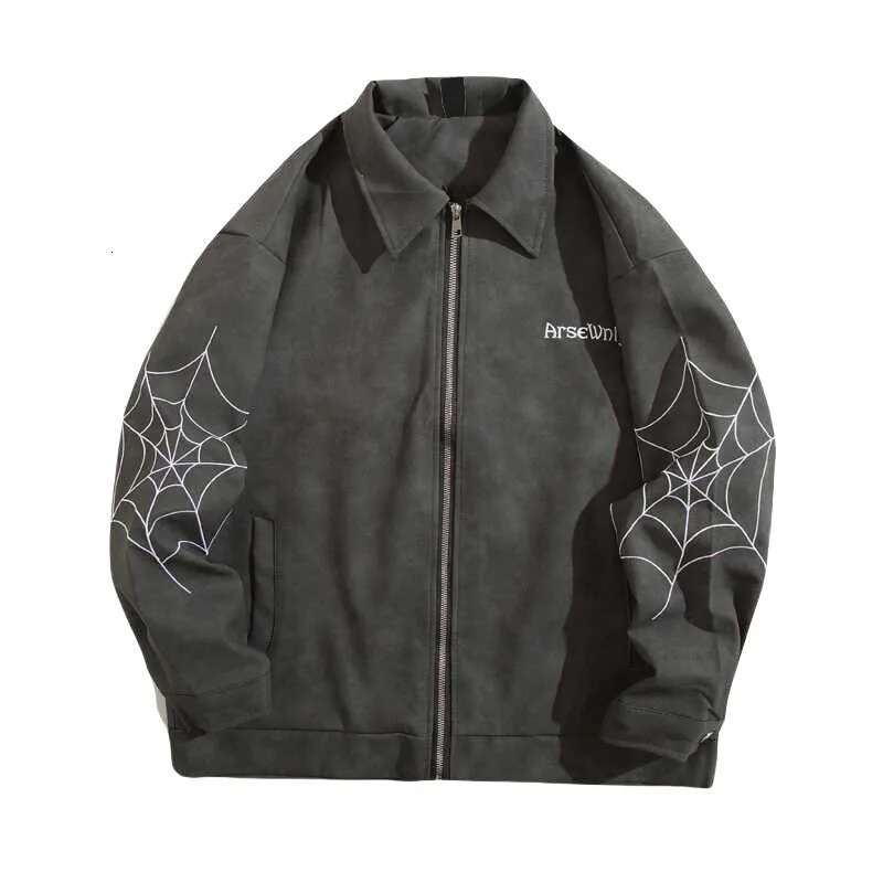 Europe United States high Street Spider Embroidery PU Leather Jacket Mens Wash to do Fashion Trend Coat 251016